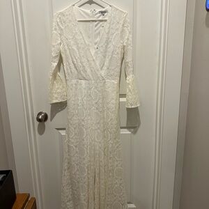 Lucy Paris Cream Lace Long Sleeve Dress